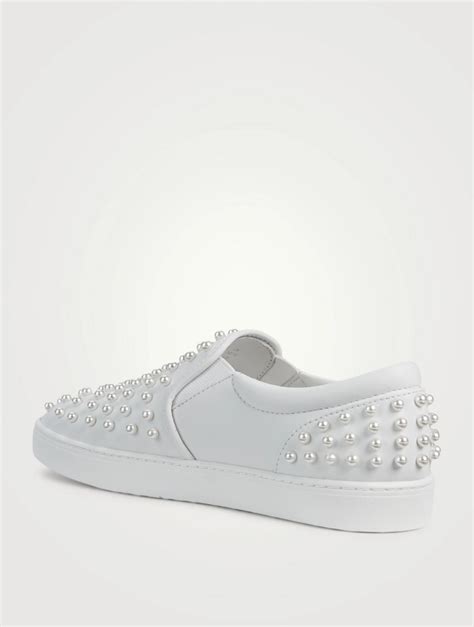 slip on sneakers with pearls.